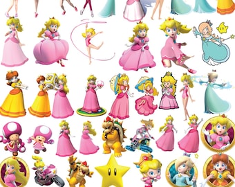 Mario Princess PNG SVG Clipart,Princess Peach png,Princess Peach svg,Mario Princess Peach png svg Clipart,Rosalinda Daisy,Super Mario Bundle