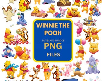 Vintage Winnie the Pooh Clip Art, High-Resolution PNG (Digital Download)