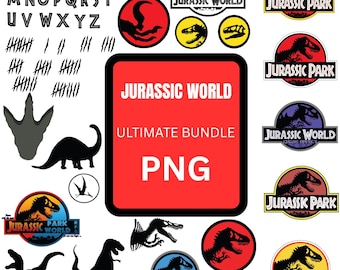 Pacchetto PNG di Jurassic Park: Clipart di dinosauri, font per Cricut