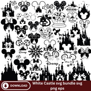 Castle SVG bundle Designs,Mickey Mouse Head,princess SVG,castle clipart,Magic Kingdom SVG,white castle svg,cut files for Cricut silhouette