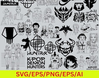 Kpop Demon Hunter SVG PNG Bundle, Sa-ja Boy, Hun-trix (Digital Files)