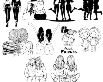 Friends SVG Bundle, Bestie Graphics (PNG, EPS)