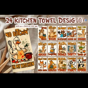 Funny Kitchen Towel Sublimation Design Bundle,Kitchen Towel Sublimation PNG Bundle, Cute and Funny Kitchen Sayings,Funny Kitchen Tea Towel