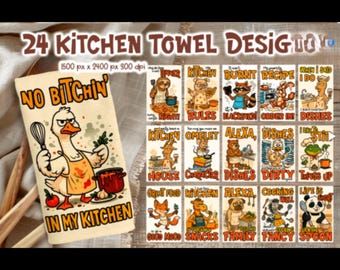 Funny Kitchen Towel Sayings: Sublimation PNG Design Bundle (Digital Download