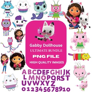 Dollhouse Font Bundle png,Gabby Dollhouse PNG, Gabby clipart Art, Gabby Dollhouse Shirt Png, Tumbler Dollhouse,Birthday Clipart Bundle