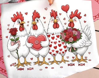 Valentine's Day Farm Chickens Png, Valentine Farm Hen Boy Girls Farm Png