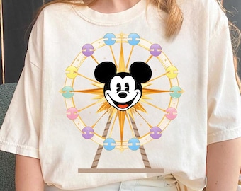 Cartoon Ferris Wheel Shirt, Magical Theme Park Tee, Cute Cartoon Mouse Shirt, Disneyland Inspired Graphic Tee, Vacation Family Shirt Gift