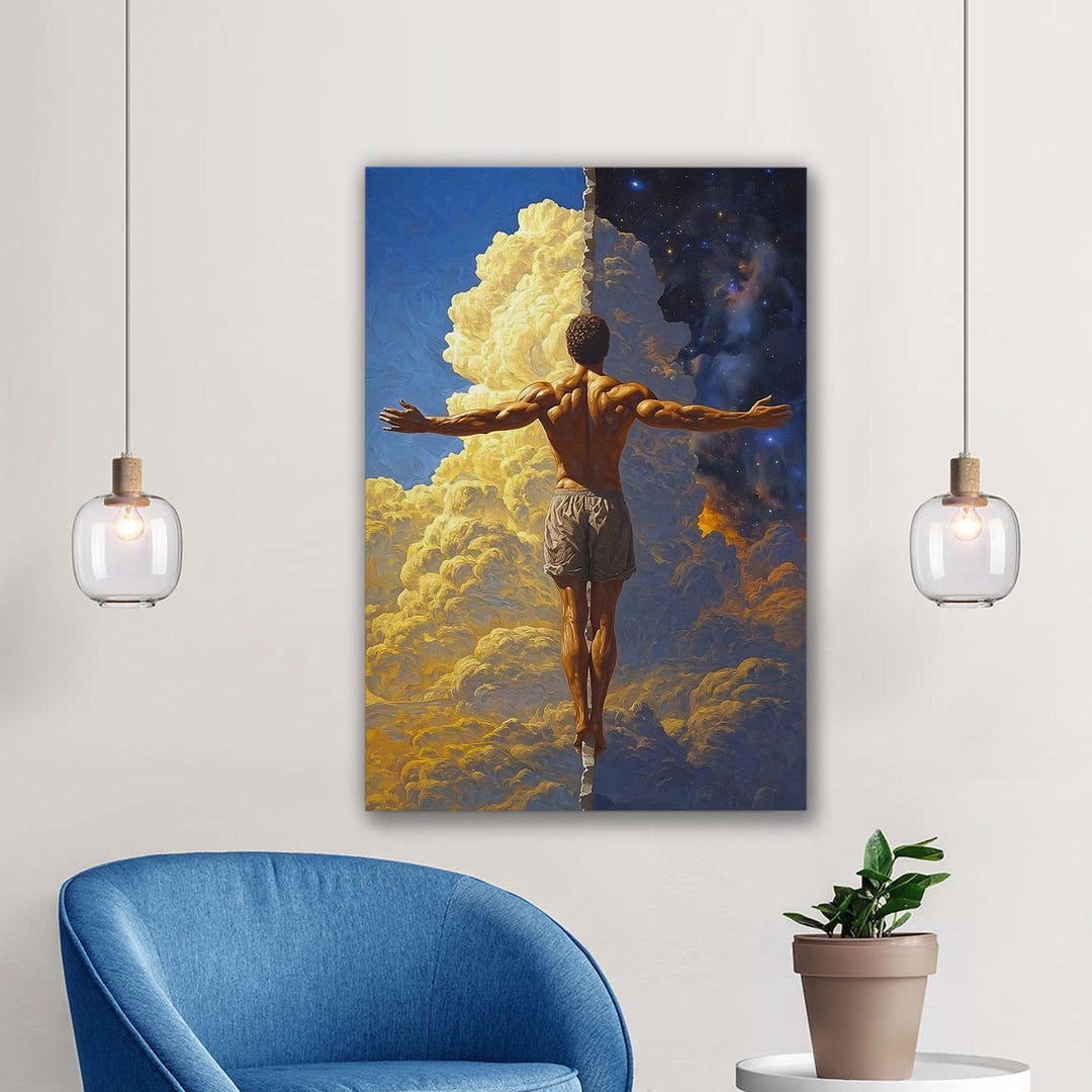 Balance of Light and Dark Canvas Art, Human Duality Wall Art, Surreal ...