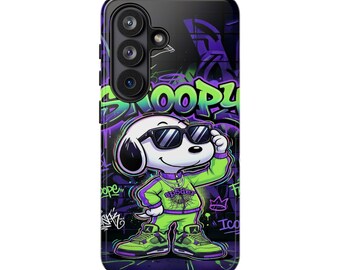 Graffiti Cool Dog Phone Case, Street Style Cartoon Dog Design, Neon Urban Aesthetic Case for iPhone Samsung Pixel