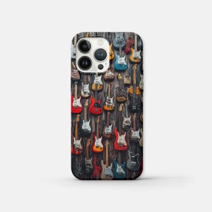 Retro Electric Guitar Phone Case, Music Themed Cover for iPhone Samsung Pixel, Rock and Vintage Art Design
