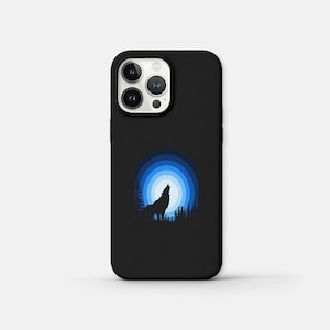 Howling Wolf in Night Forest, Blue Moon Scene, iPhone Samsung Google Pixel-telefoonhoesje