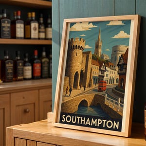Southampton Vintage Travel Poster: Retro City Art Print (PDF Download