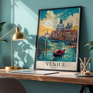 Venezia, Italia, stampabile, decorazione murale - Download digitale istantaneo / Poster di viaggio / Stile retrò vintage JPEG