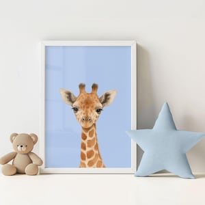 Baby Giraffe Nursery Print – Safari Animal Wall Watercolour style Art | Digital Download | Multiple Backgrounds