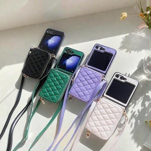 Portefeuille zippé à bandoulière avec porte-cartes pour téléphone Samsung Galaxy Z Flip 6 5 4 3 Etui cuir