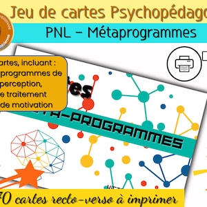 Jeu de 70 Cartes Métaprogrammes PNL - Outil Coaching Développement personnel - Cartes de Thérapie- Outil diagnostique