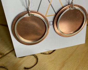 Copper Silver Combo Circle Earrings