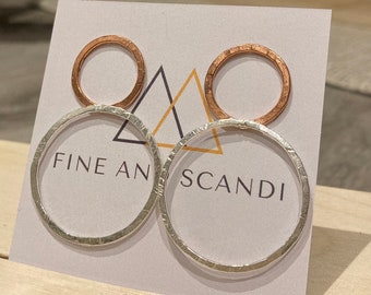 Sterling Silver and Copper Hoop Studs