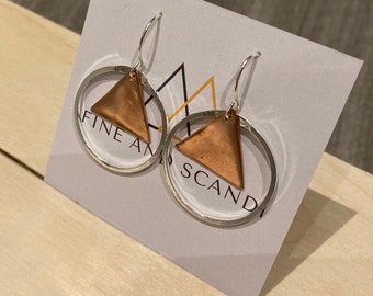 Silver and Copper Dangle Earrings