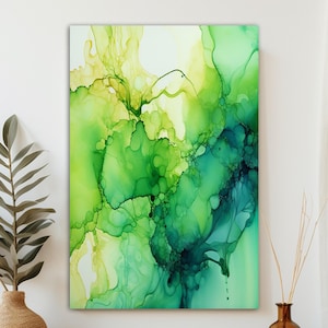 Grüner Marmor Leinwand Wandkunst, Alcohol Ink Leinwand Kunst, Abstrakte Leinwandkunst, Große Wandkunst, Fluid Art Leinwand, Moderne Leinwandkunst