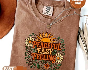 Hippie Boho Comfort Colors T-Shirt, Retro Hippie Floral Tee, Boho Sunshine Graphic Shirt, Positive Vibes Gift, Hippie Gift