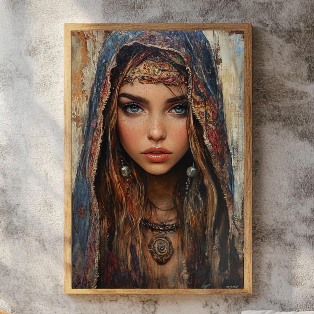 Bohemian Gypsy Art Print, Boho Wall Decor, Boho Woman Framed Art ...