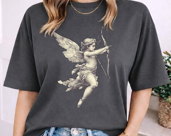 Cupid Angel Valentines Vintage T Shirt, Vintage Cherub Graphic Tee, Classical Angel Illustration Shirt, Romantic Art TShirt