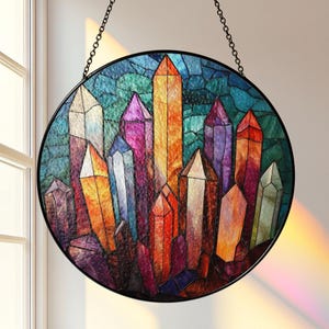 Stained Glass Look Crystal Suncatcher, Mystical Boho Acrylic Window Decor, Celestial Gem Art, Spiritual Gift, Crystal Lover Home Accent