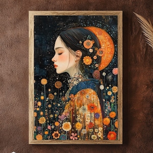 Lienzo con marco de madera de tarot, decoración espiritual para pared, pintura de cartas del tarot celestial, impresión de arte de brujería oculta, ambiente bohemio y místico.