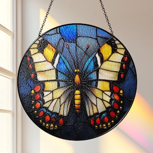 Butterfly Window Suncatcher, Mystical Boho Window Decor, Stained Glass Look, Acrylic Suncatcher, Ethereal Insect Charm, Garden Lover Gift