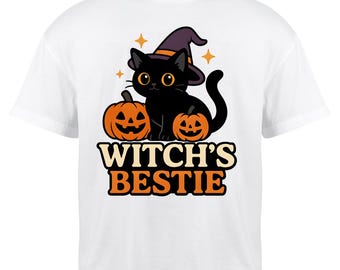 Witch's Bestie Black Cat PNG: Halloween Sublimation Design - Digital Download