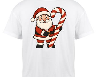 Santa Claus PNG: Holding Candy Cane, Christmas Clipart - Digital Download
