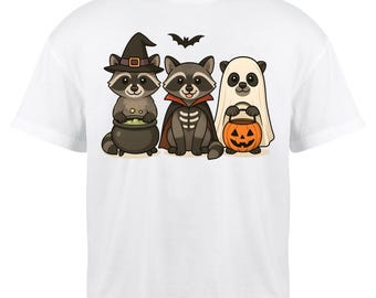 Raccoon Halloween Costumes Trio PNG - Digital Download