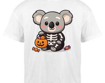 Kawaii Koala Skeleton Halloween PNG: Trick or Treat Clipart - Digital Download