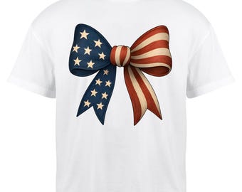 Vintage American Coquette Bow Clipart - Patriotic Hair Accessory Design for Sublimation Prints