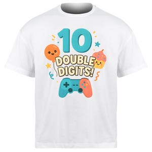 10th Birthday Gamer PNG – Game Controller Digital Design – Double Digits Download for Kids