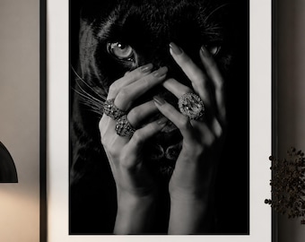 Luxury Panther Wall Art, Monochrome Fashion Print, Hypebeast Decor (Digital Download)