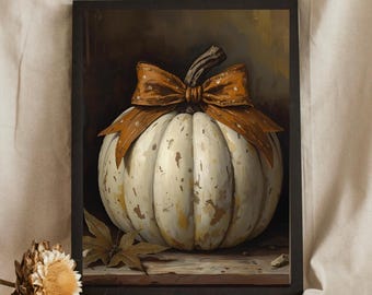 Impresión rústica de calabaza blanca, decoración de otoño (descarga digital)