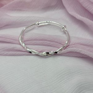 Silver Twisted Bangle Bracelet | Silver Bracelet Bangle | Twisted Bracelet Bangle for Women | Adjustable Bangle Bracelet | Gift for Her