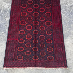 Handmade Afghan Herati Rug: Geometric Wool Carpet (3x4.6)
