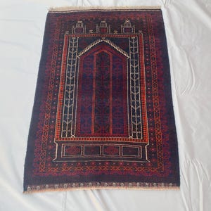 Handmade Prayer Rug | Islamic Prayer Mat | Wool Carpet | Muslim Gift | Vintage Handmade Prayer | Islamic Decor | Vintage Style |
