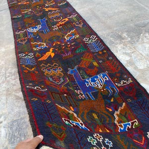Colorful Pictorial Runner | Handmade Rug | Tribal Long Carpet For  Entryway | Pictorial Runner For Wall Hanging | Corridor Rug | Handwoven