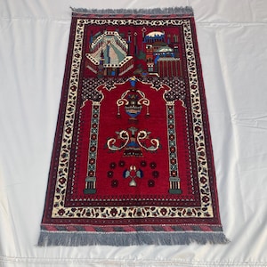 Handmade Prayer Rug | Islamic Prayer Mat | Wool Carpet | Muslim Gift | Vintage Handmade Prayer | Islamic Decor | Vintage Style |