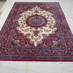 Handmade Afghan Herati Rug: Vintage Wool Carpet (8&#39;1 x 11&#39;4)
