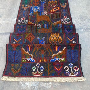 Colorful Pictorial Runner | Handmade Rug | Tribal Long Carpet For  Entryway | Pictorial Runner For Wall Hanging | Corridor Rug | Handwoven