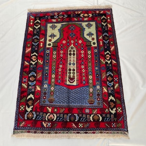 Handmade Prayer Rug | Islamic Prayer Mat | Wool Carpet | Muslim Gift | Vintage Handmade Prayer | Islamic Decor | Vintage Style |