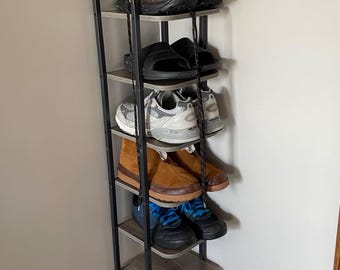 Wood Vertical Shoe Rack With 2 Hooks | Shoe Organizer | Shoe Shelves | Shoe Tower | Entryway Shoe Rack | Shoe Holder