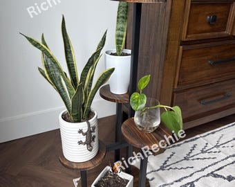 Wood & Metal Plant Stand | Indoor Plant Stand | Tall Plant Stand | Plant Shelf | Plant Holder | Corner Plant Stand | Tiered Plant Stand