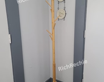 Bamboo Coat Tree Racks With 8 Hooks | Coat Rack Stand | Garment Rack | Standing Coat Rack | Clothing Rack | Hat Rack | Modern Coat Rack