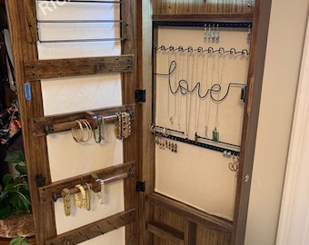 Wooden Jewelry Armoire Cabinet with Mirror | Large Jewelry Box | Jewelry Storage | Jewelry Holder | Jewelry Organizer | Gift For Her